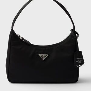 Prada Black Nylon Shoulder Bag with Triangle Logo